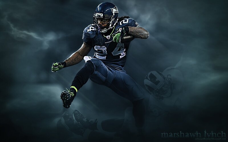 Football Player in Action — Blue, Dramatic, Digital Art, Helmet