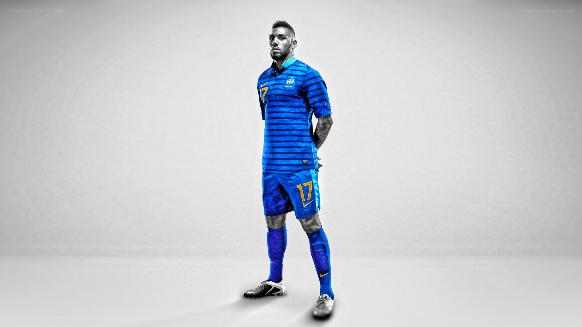 Football player in blue kit