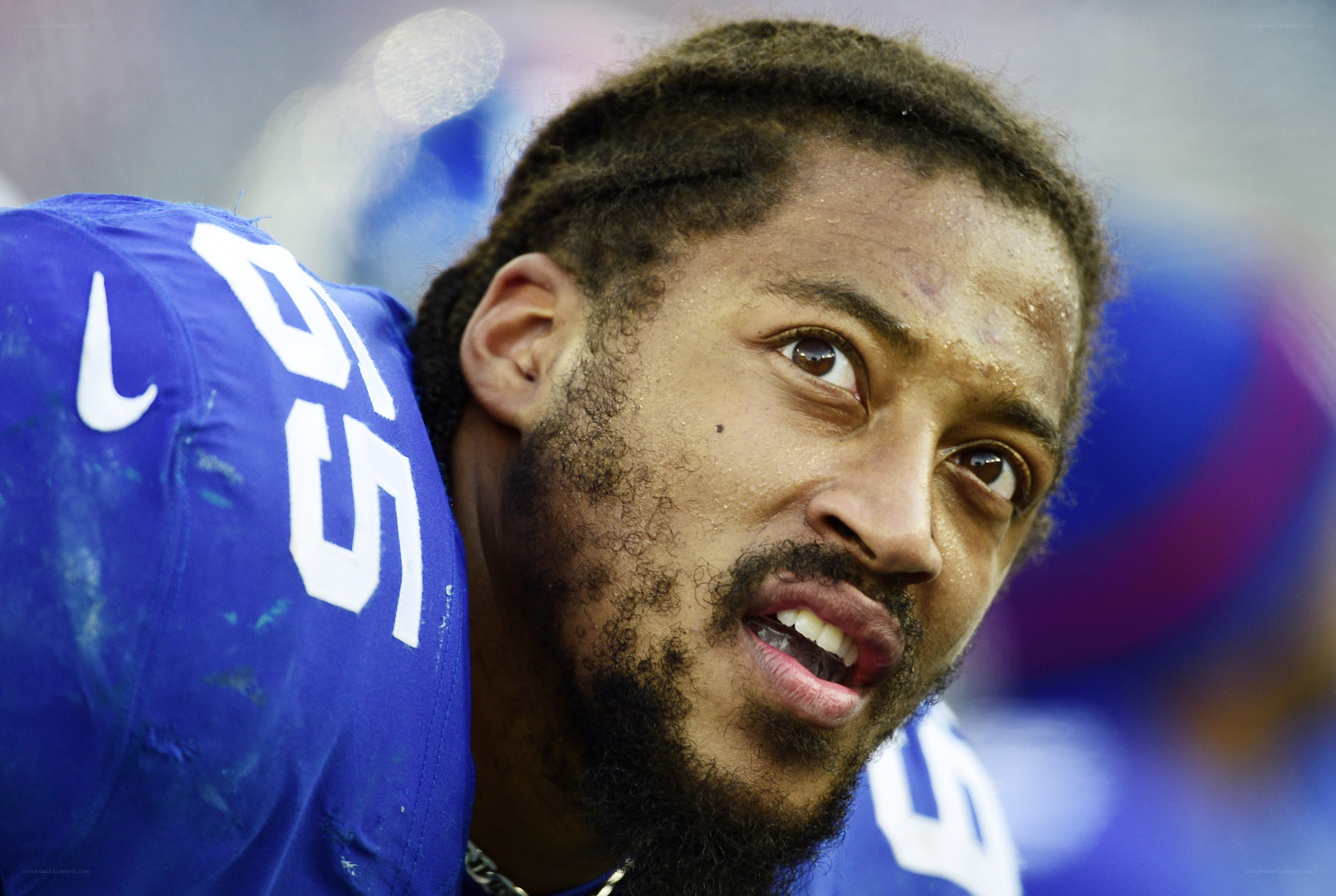 football player in blue uniform
