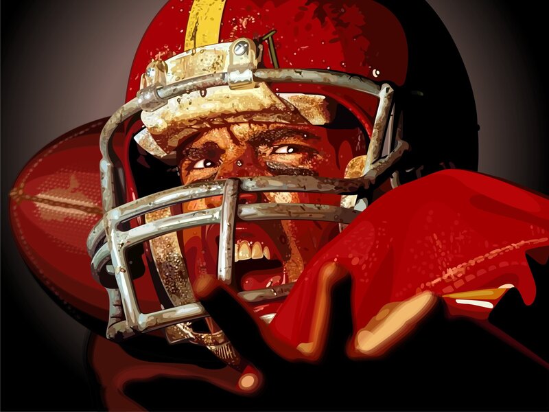 football player in helmet