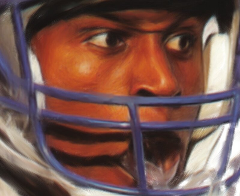 Football Player in Helmet — Orange