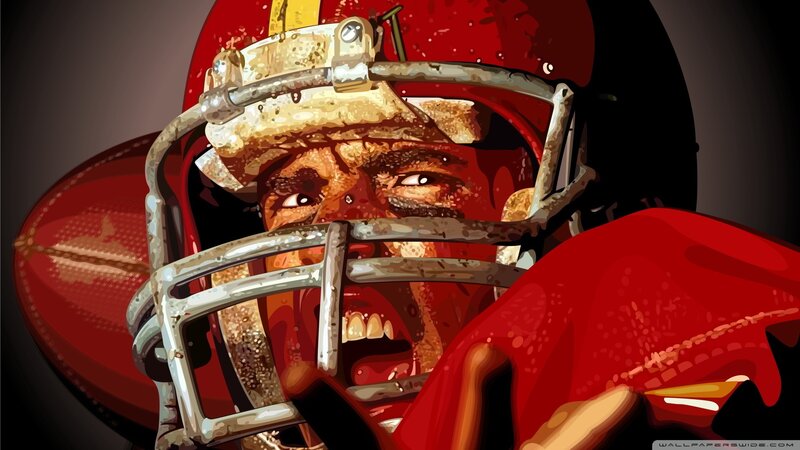Football Player in Helmet — Red
