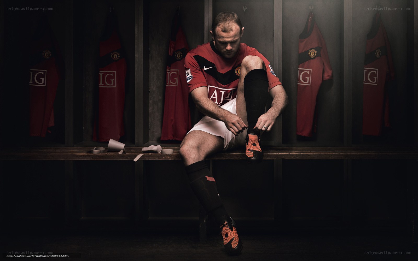 football player in locker room