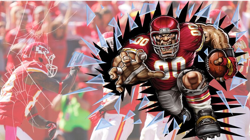 Football Player in Red Uniform — Aggressive