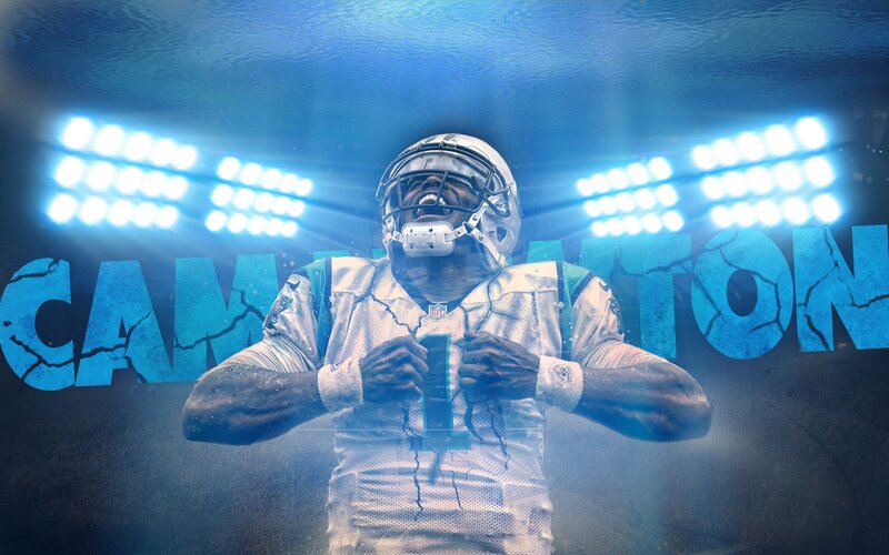 Football Player in Uniform — Blue, Dramatic, Digital Art, Stadium Lights