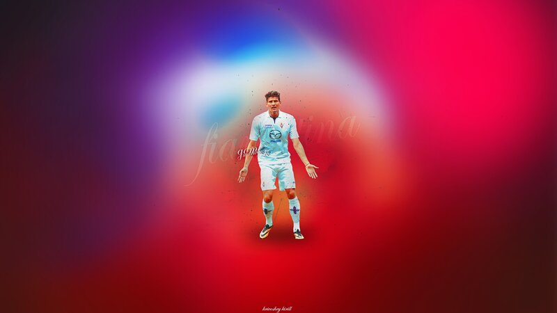 Football Player in Uniform — Red, Dramatic, Digital Art, Soccer Ball