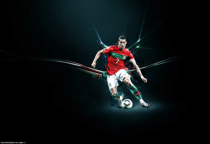 Football Player Kicking Ball — Black, Dramatic, Digital Art, Jersey