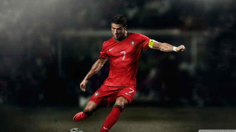 Football Player Kicking Ball — Red, Dramatic, Night