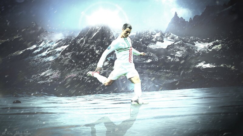 Football Player Kicking Ball — White, Dramatic, Winter