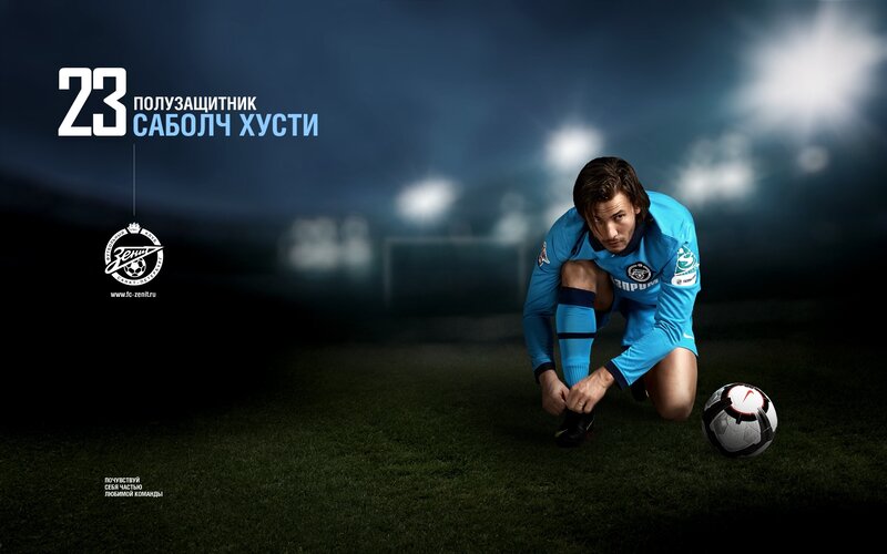 Football Player on Field — Blue, Dramatic, Night, Photograph