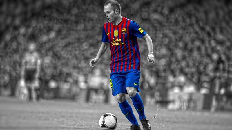 Football Player on Field — Blue, Focused, Photograph, Soccer Ball