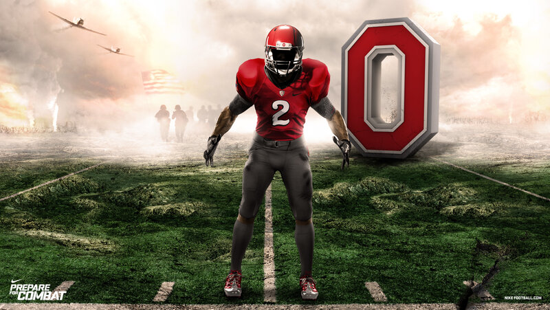 Football Player on Field — Red, Dramatic