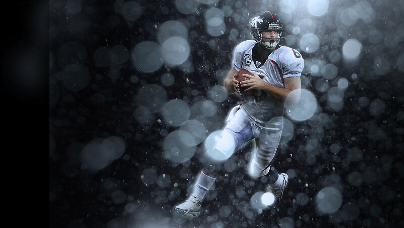 Football Player Running — Black, Dramatic