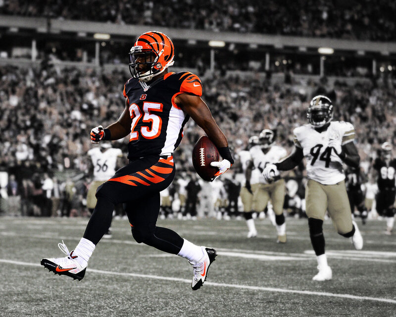 Football Player Running — Black, Dynamic, Night