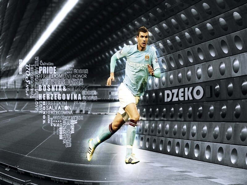 Football Player Running — Blue, Dramatic, Digital Art, Stadium