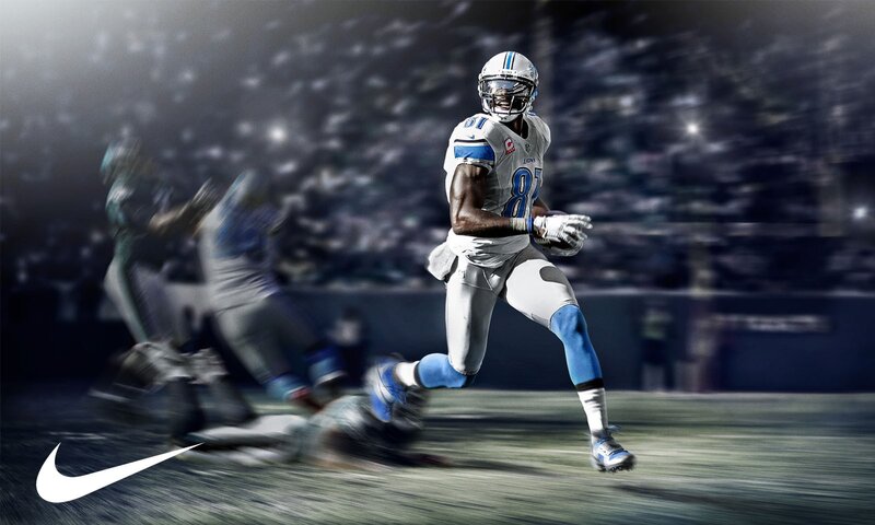 Football Player Running — Blue, Dynamic, Night, Photograph
