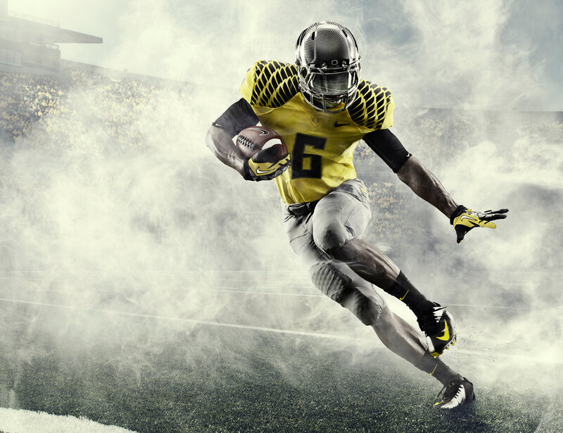Football Player Running — Yellow, Dramatic