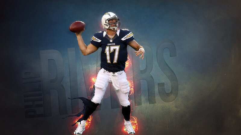 Football Player Throwing Ball — Blue, Dramatic, Digital Art