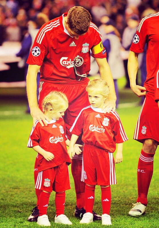 Football player with children