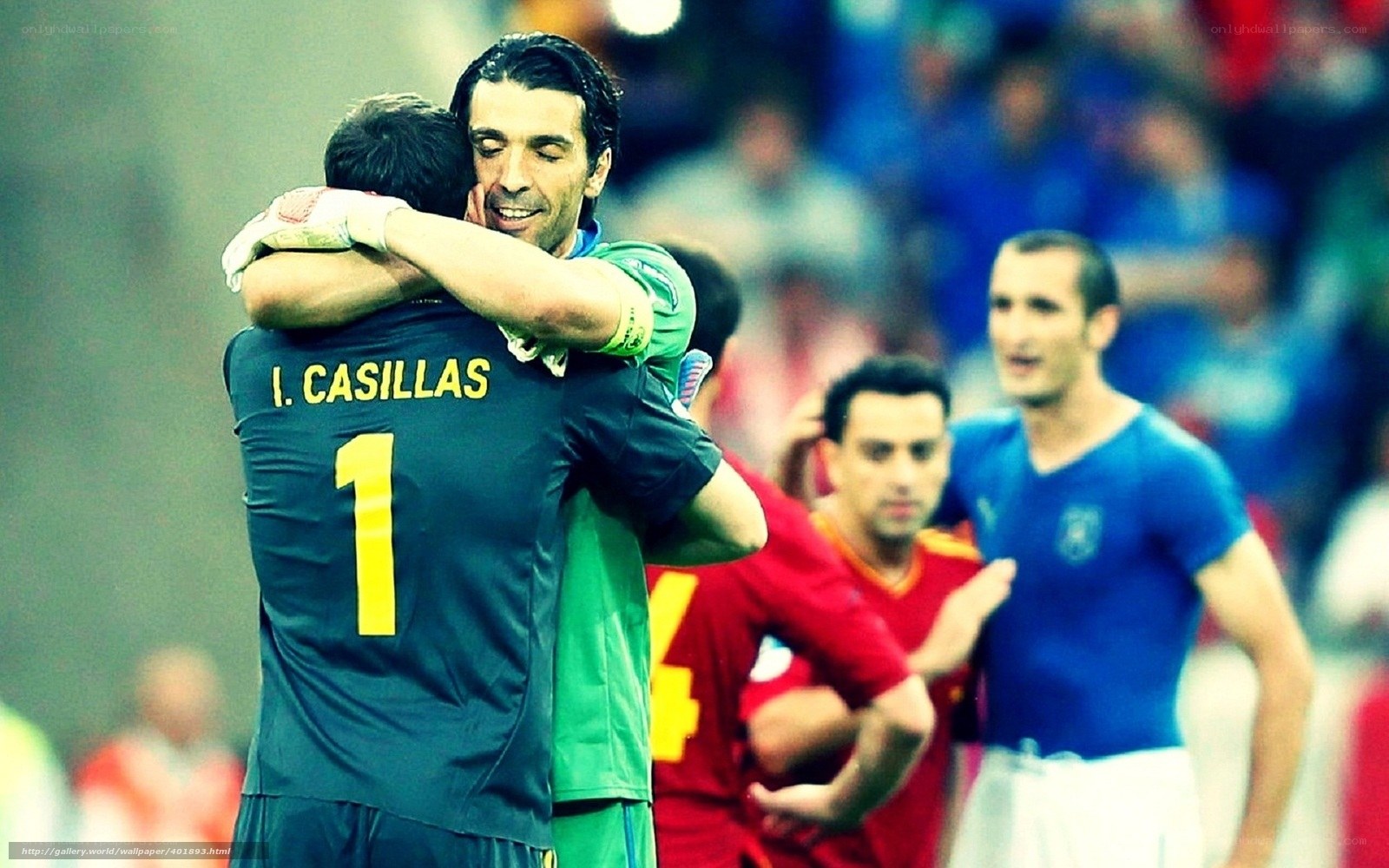 Football players hugging