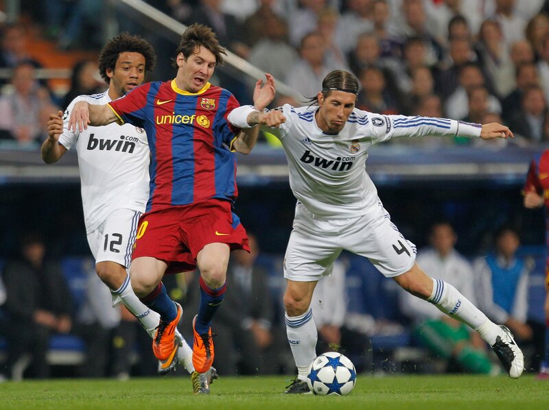 Football players in action