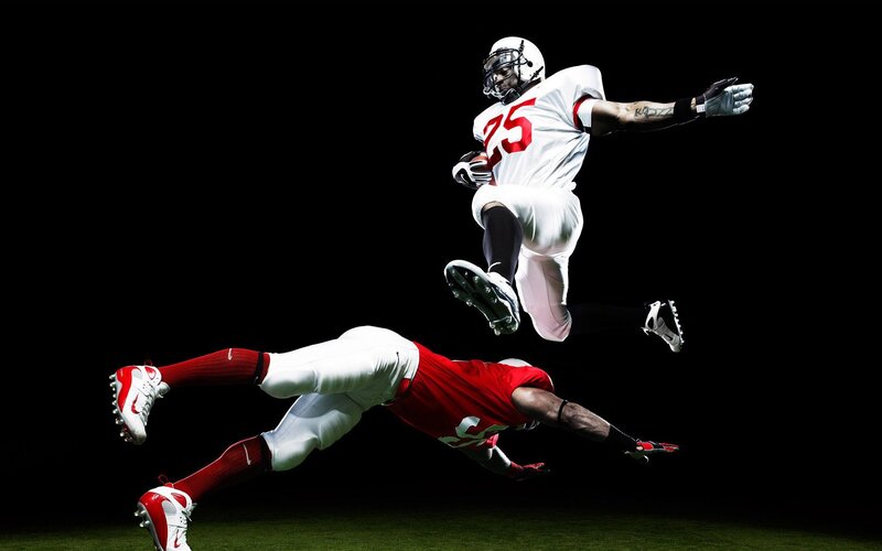 Football players in action