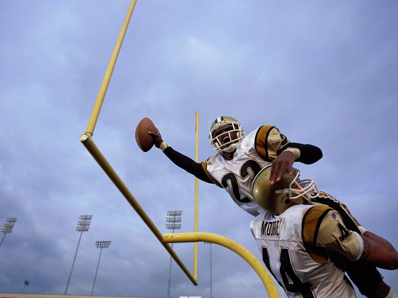 Football players in action