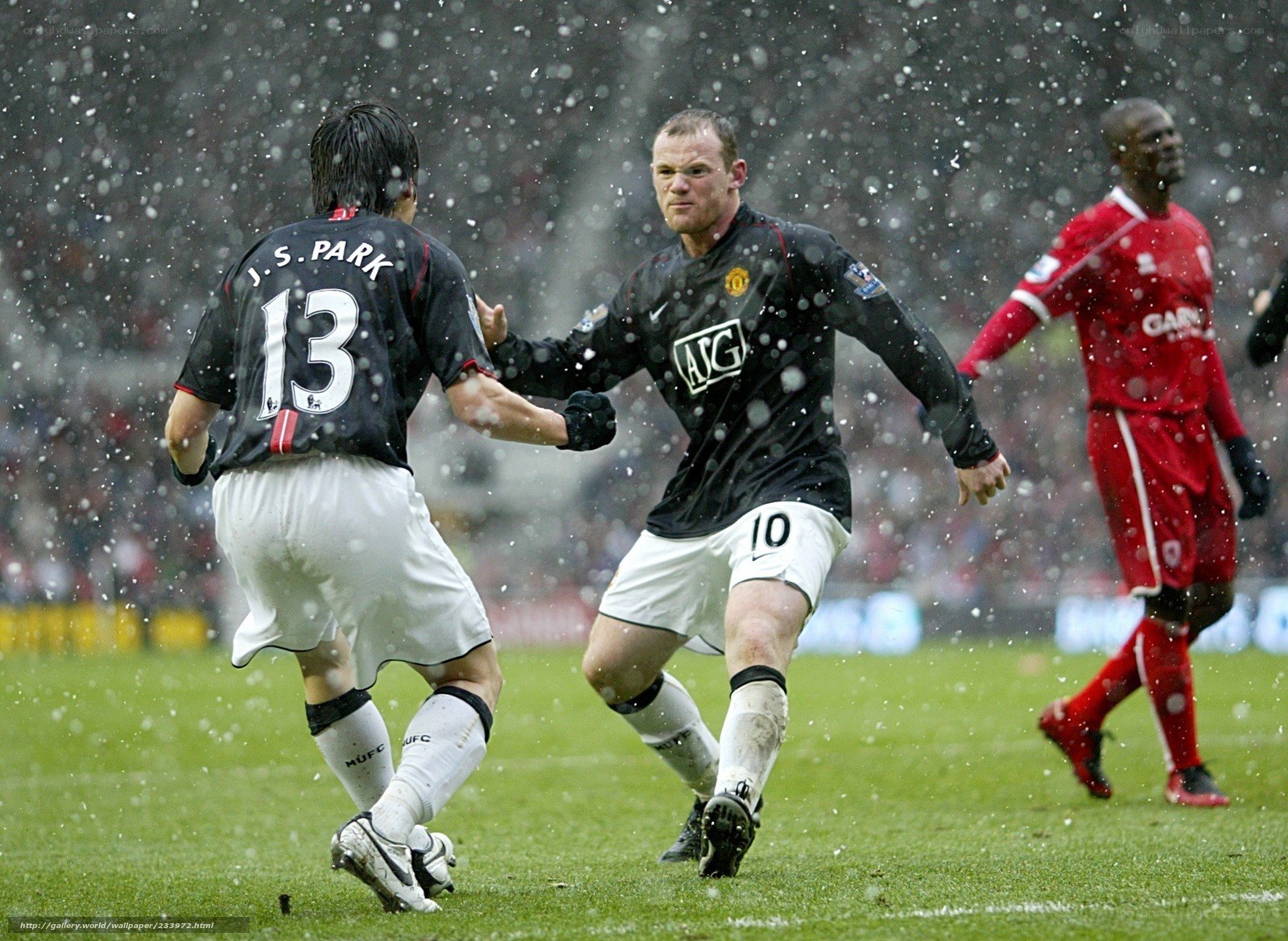 football players in snow