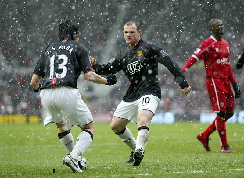 Football players in snow