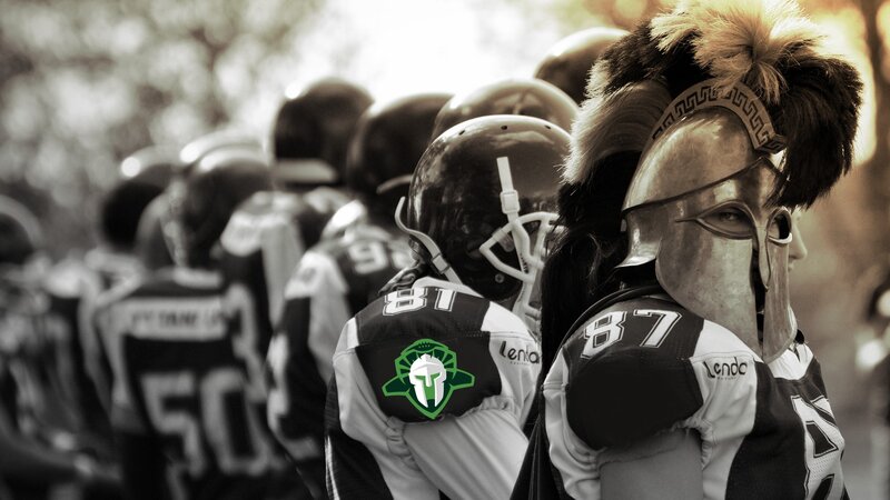 football players in spartan helmets