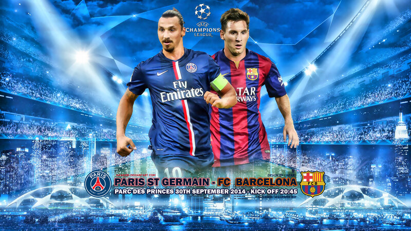 Football Players in Stadium — Blue, Dramatic, Night, Digital Art, Uefa Champions League