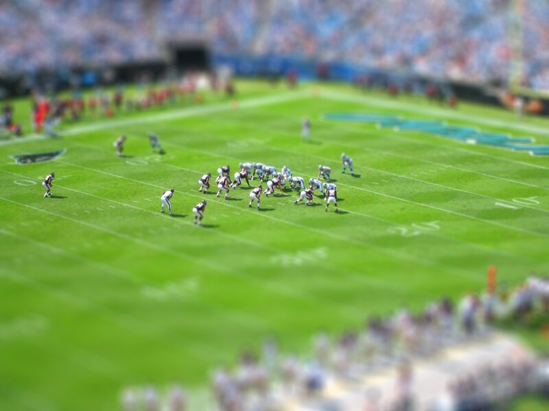 Football Players on Field — Green, Active, Afternoon, Photograph