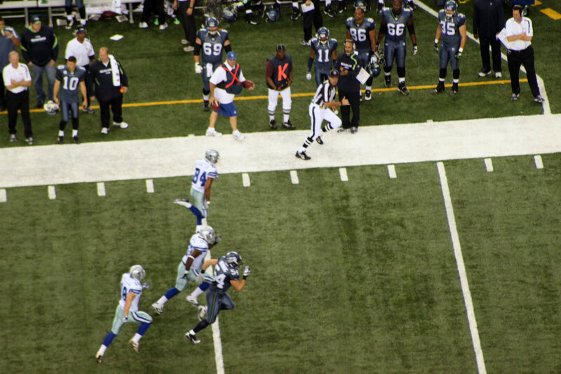 Football Players on Field — Green, Active, Night, Photograph, Referee