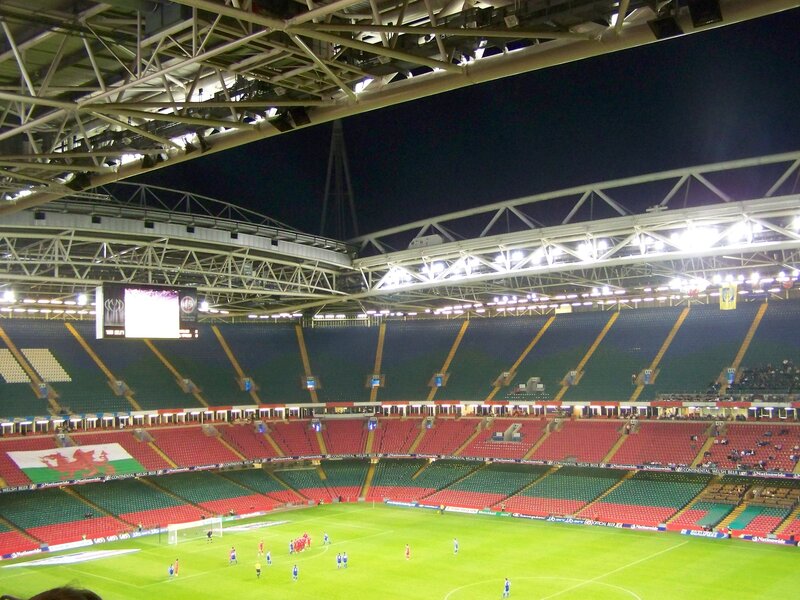 Football stadium at night