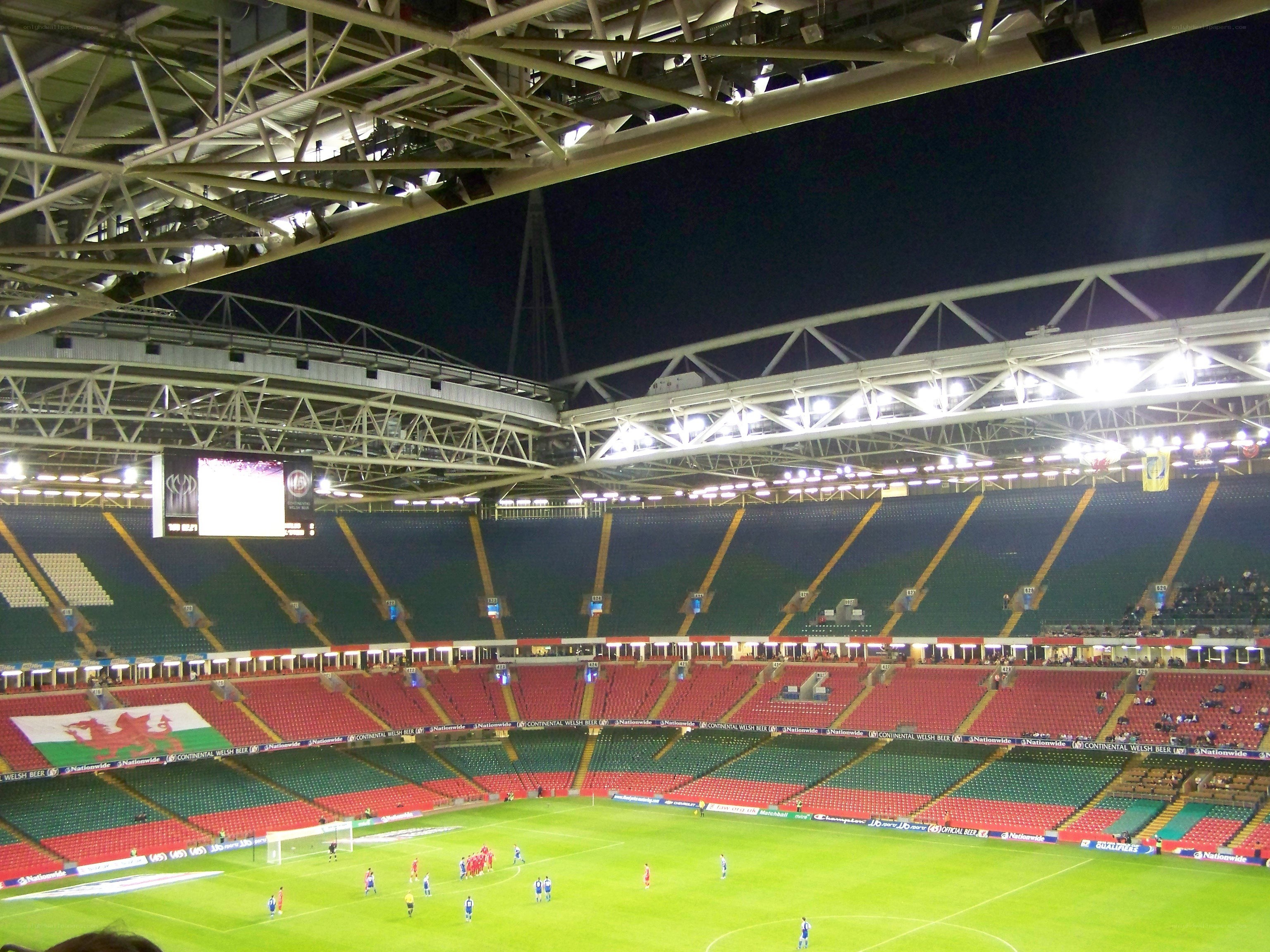 Football stadium at night