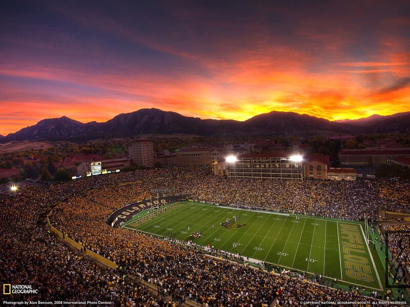 Football Stadium at Sunset — Orange