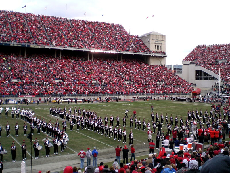 Football stadium band performance