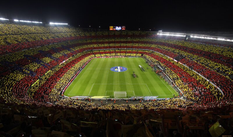 Football Stadium Crowd — Green, Dramatic, Night, Photograph, Field