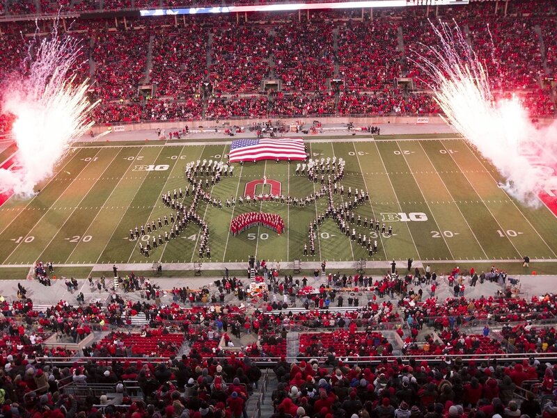 Football Stadium Crowd — Red, Dramatic, Night