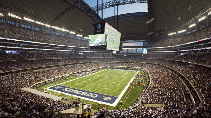 Football stadium during a game
