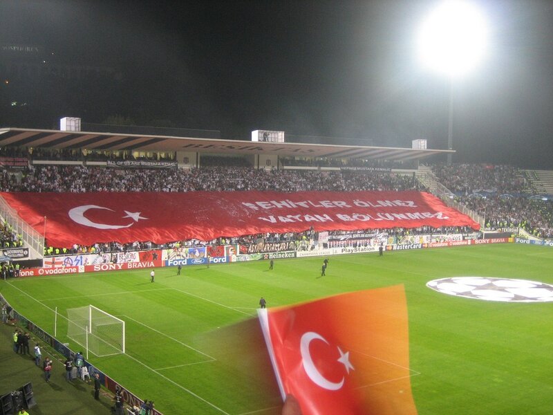 Football stadium with Turkish flag