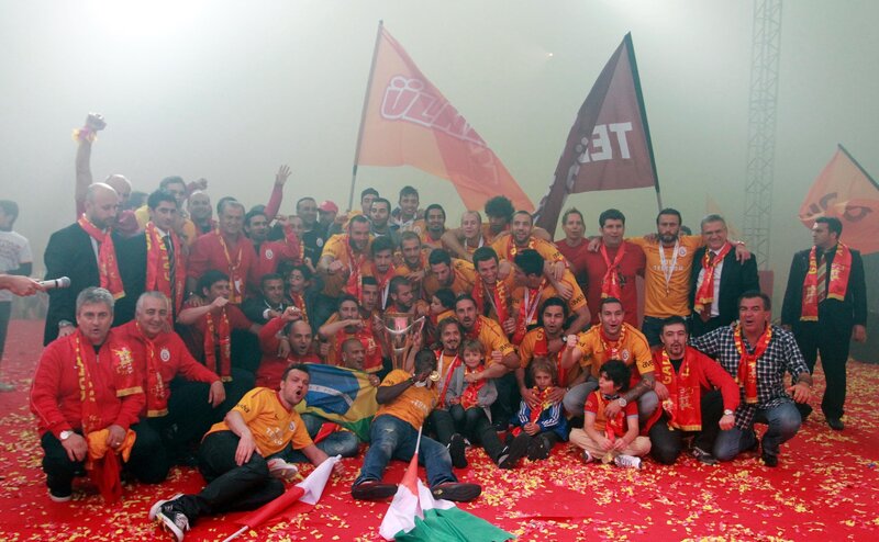 football team celebrating victory
