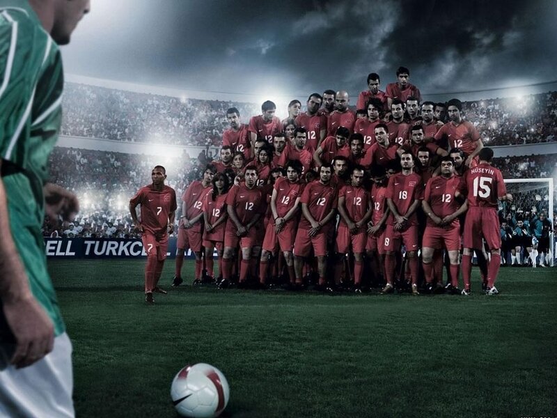 Football Team on Field — Red