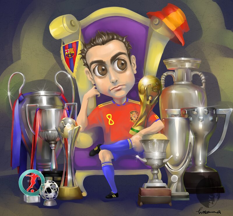 Footballer with Trophies