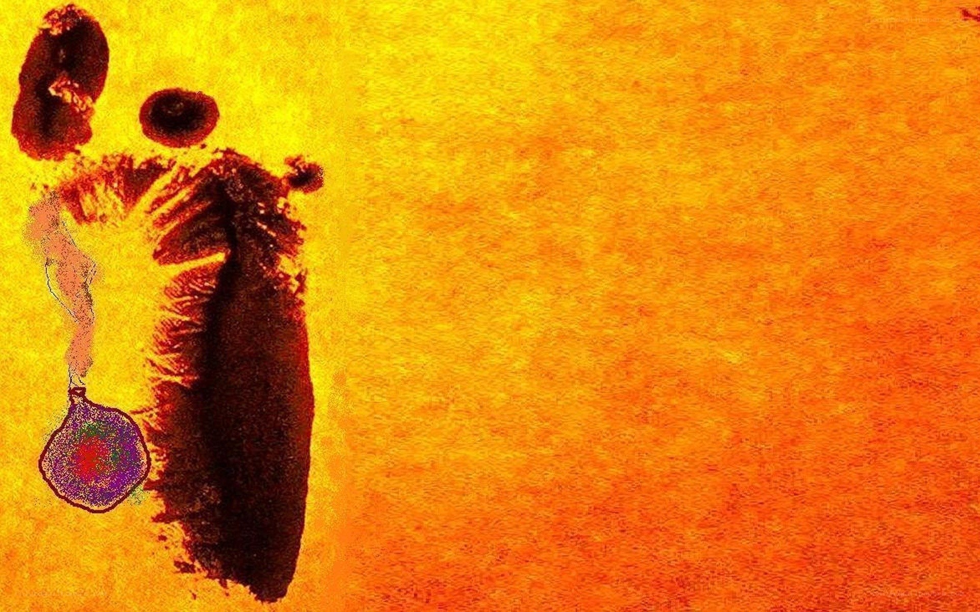 footprint art on warm background
