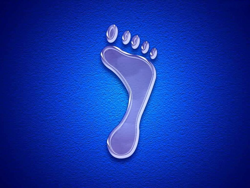 footprint icon on blue background