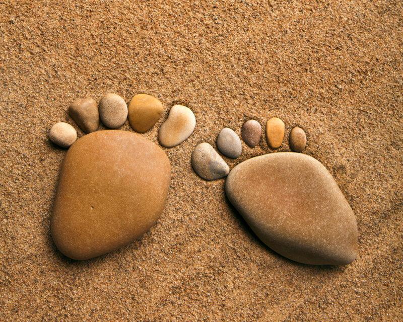 Footprint Made of Stones — Brown, Calm, Photograph