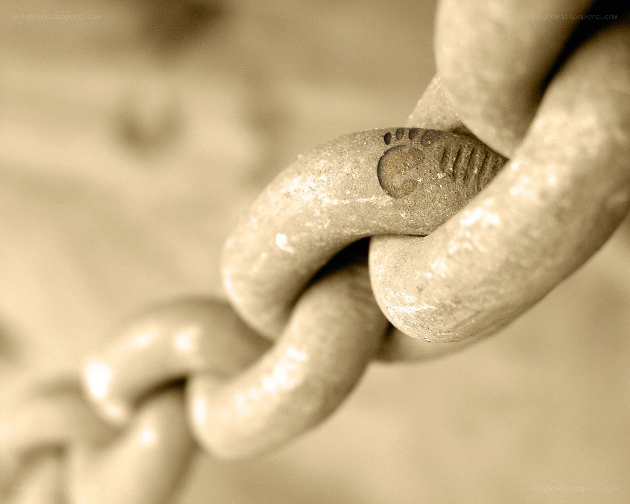 footprint on a chain link