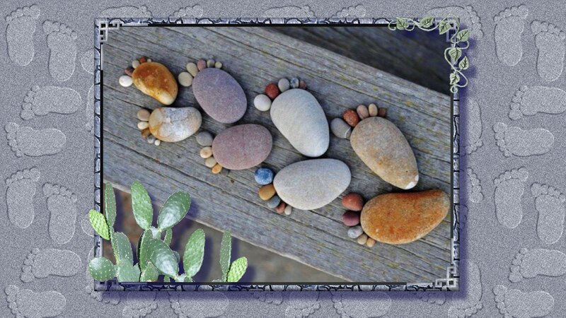 Footprint Stones on Wood