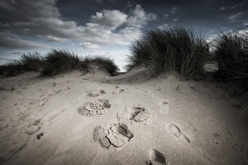 Footprints in Sand Dunes — Gray